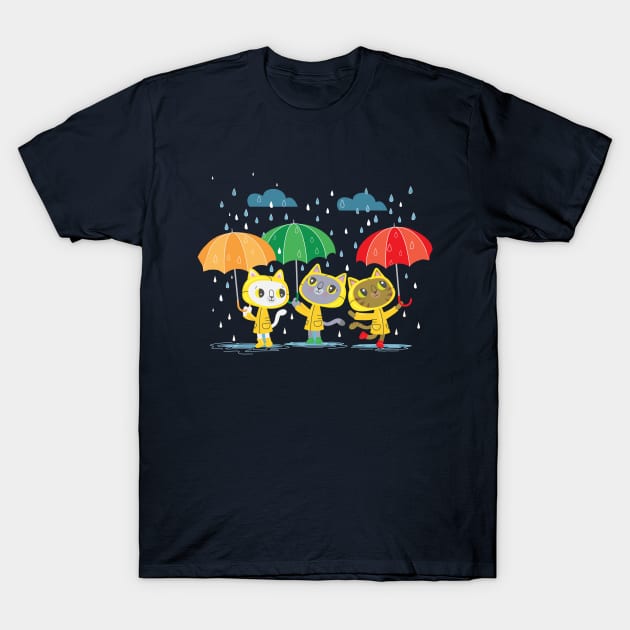 Rainy Day Kitty Cats T-Shirt by LittleBunnySunshine